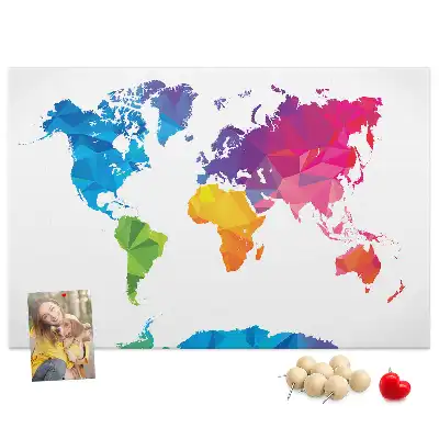Printed Cork Board Abstract world map