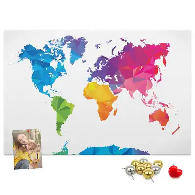 Abstract World Map Printed Cork Board