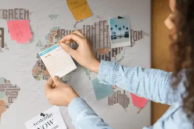 Printed Cork Memo Board World map colorful letters