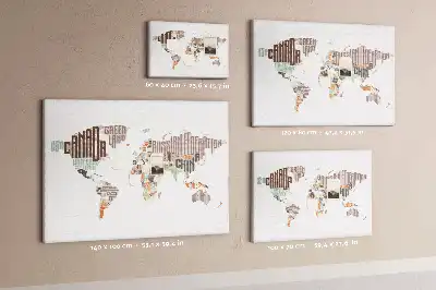 Printed Cork Memo Board World map colorful letters