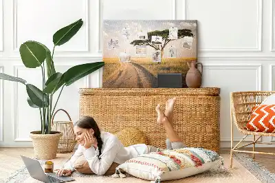African landscape cork memo board