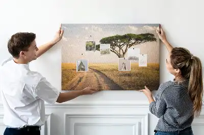 African landscape cork memo board