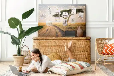 Cork memo board African landscape
