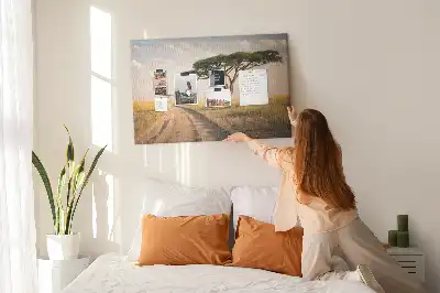 Cork memo board African landscape