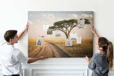 Cork memo board African landscape