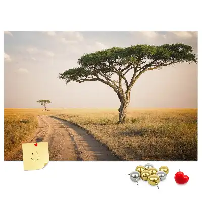 African landscape cork memo board