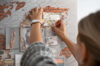 Printed Cork Board World Map Brick Design