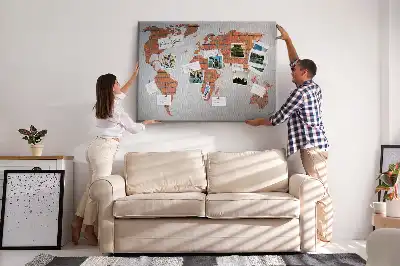 Printed Cork Board World Map Brick Design