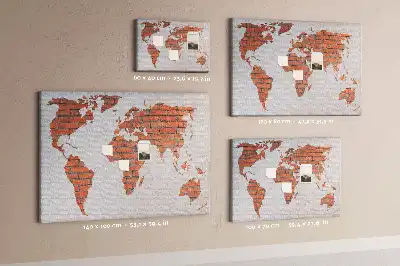 Printed Cork Board World Map Brick Design
