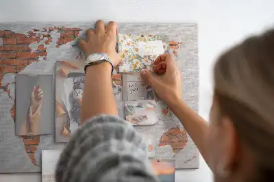 Printed Cork Board World Map Brick Design
