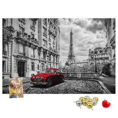 Printed Cork Memo Board with Old Car City Design