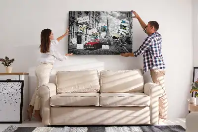 Printed Cork Memo Board with Old Car City Design