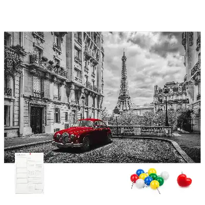 Printed Cork Memo Board with Old Car City Design