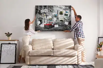 Printed Cork Memo Board with Old Car City Design