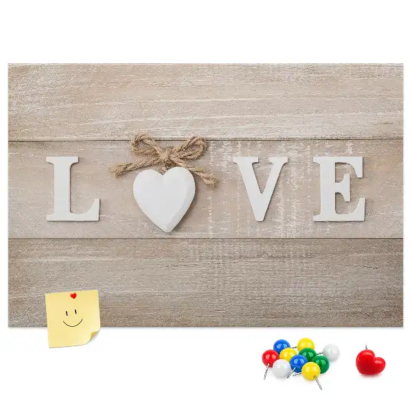 Cork memo board with Love lettering