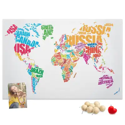 Cork memo board Colorful country names