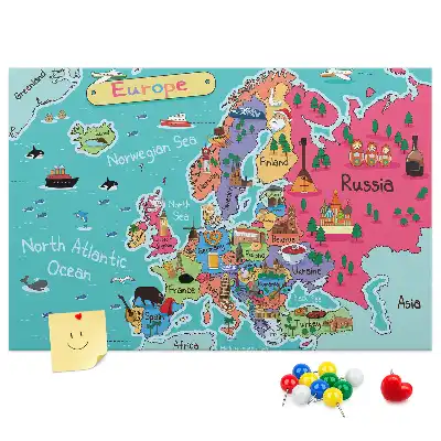 Printed Cork Board Map of Europe