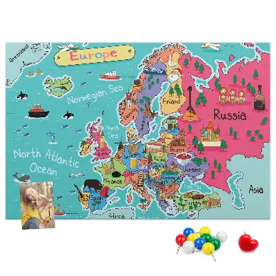 Printed Cork Board Map of Europe