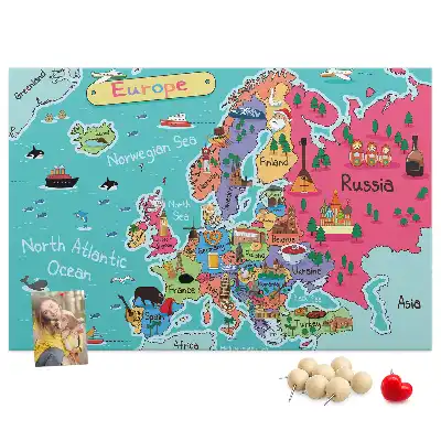 Printed Cork Board Map of Europe