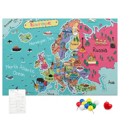 Printed Cork Board Map of Europe