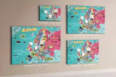 Printed Cork Board Map of Europe