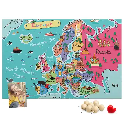 Printed Cork Board Map of Europe