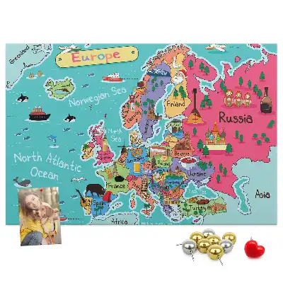Printed Cork Board Map of Europe