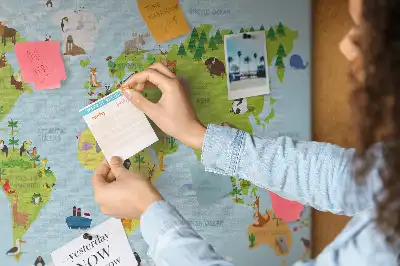 World Map Cork Memo Board with Animal Illustrations