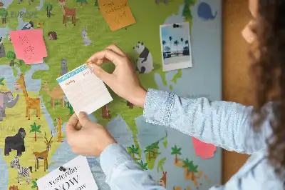 World Map Cork Memo Board with Animal Illustrations