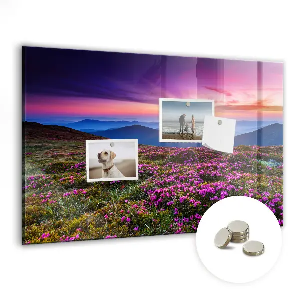 Sunrise Flowers Magnetic Glass Dry Erase Board