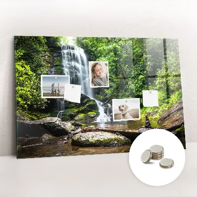 Forest Waterfall Magnetic Glass Dry Erase Board