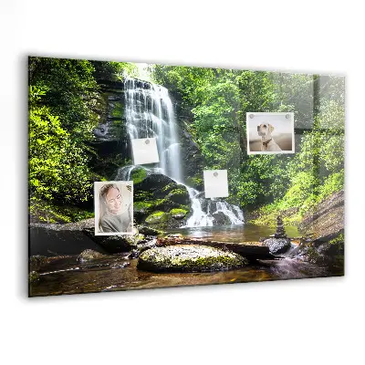 Forest Waterfall Magnetic Glass Dry Erase Board