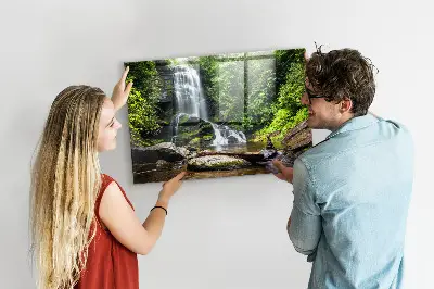 Forest Waterfall Magnetic Glass Dry Erase Board