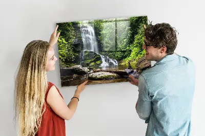 Forest Waterfall Magnetic Glass Dry Erase Board
