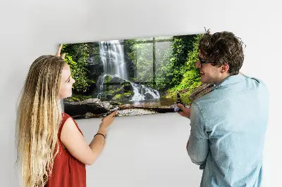 Forest Waterfall Magnetic Glass Dry Erase Board