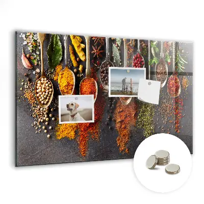 Magnetic board with spices on spoons design