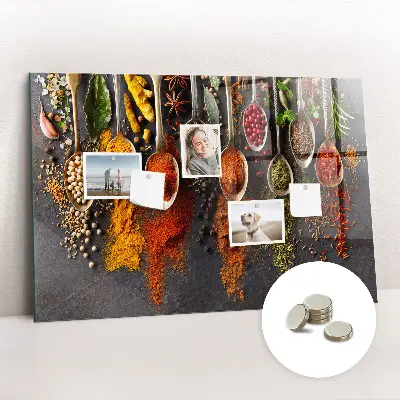 Magnetic board with spices on spoons design
