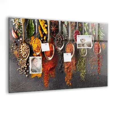Magnetic board with spices on spoons design