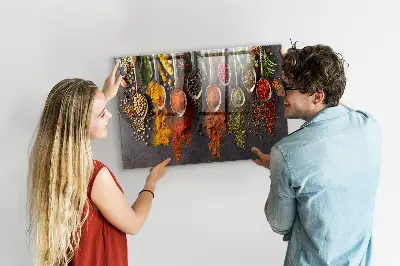 Magnetic board with spices on spoons design