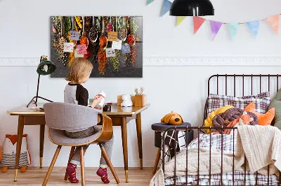 Magnetic board with spices on spoons design