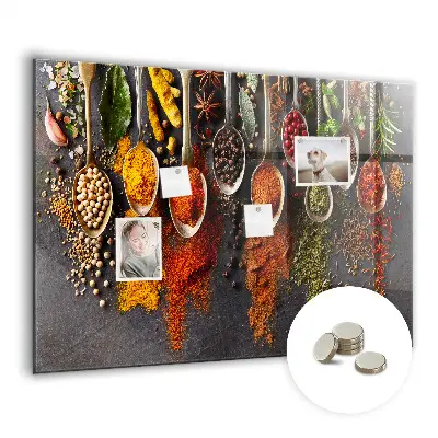 Magnetic board with spices on spoons design