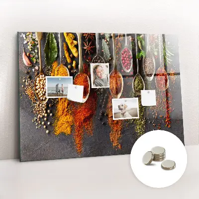 Magnetic board with spices on spoons design