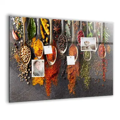 Magnetic board with spices on spoons design