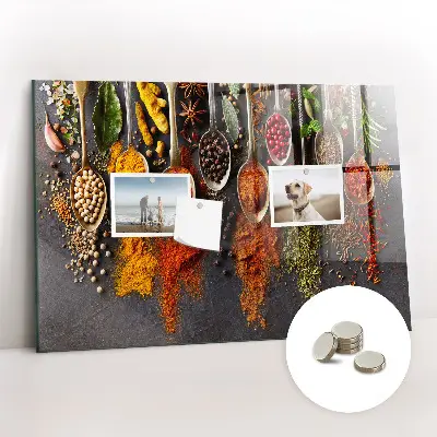 Magnetic board with spices on spoons design