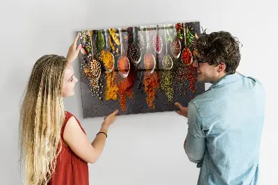 Magnetic board with spices on spoons design