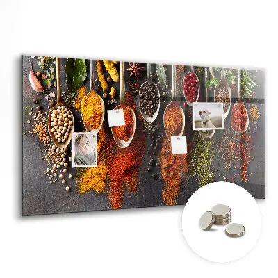 Magnetic board with spices on spoons design