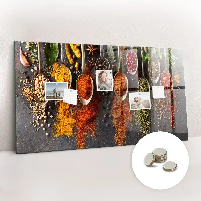 Magnetic board with spices on spoons design