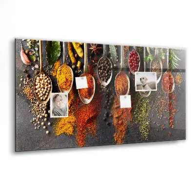 Magnetic board with spices on spoons design