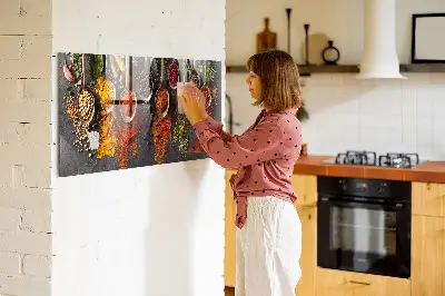 Magnetic board with spices on spoons design