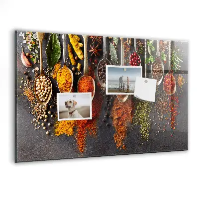 Magnetic board with spices on spoons design